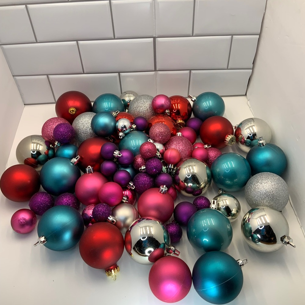 Unbranded Christmas Ornament Lot Shatterproof Plastic Multicolor 69 Piece Set